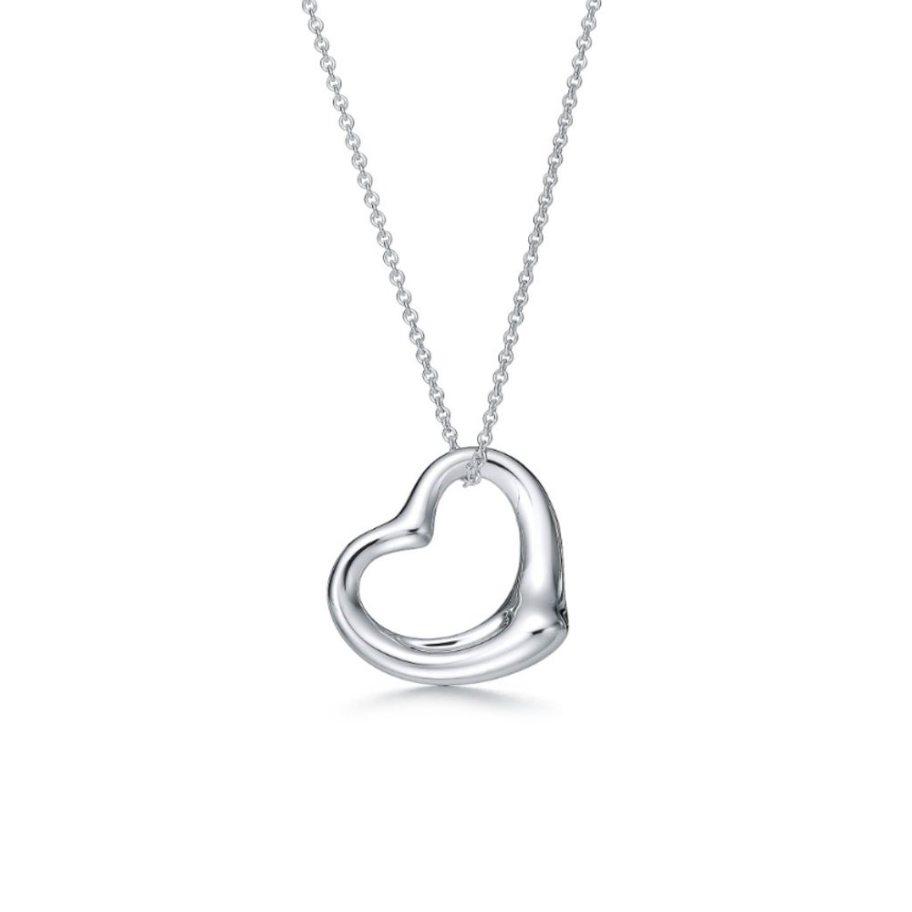 Tiffany & Co. Elsa Peretti 16mm Open Heart Silver Necklace in EUC